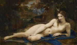 Diana Reposing by Paul-Jacques-Aime Baudry Oil Painting