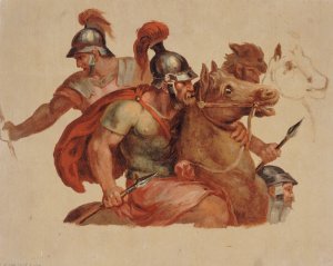 Etudes de cavaliers antiques, d'apres Charles Le Brun by Paul-Jacques-Aime Baudry Oil Painting