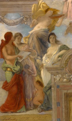 Study for an Architectural Decoration by Paul-Jacques-Aime Baudry Oil Painting