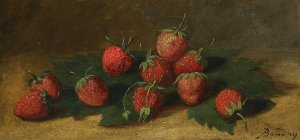 Study Of Strawberries by Paul-Jacques-Aime Baudry Oil Painting