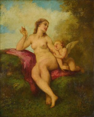 Venus And Cupid by Paul-Jacques-Aime Baudry Oil Painting