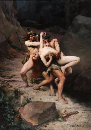 Le Rapt a l'age de pierre by Paul Jamin Oil Painting