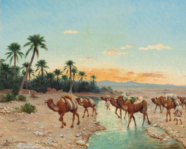 The Caravan  by Paul Jean Baptiste Lazerges - Hand-Painted Oil Painting Reproduction