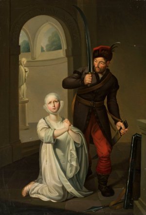 Virtuous nun by Paul Joseph Bardou Oil Painting