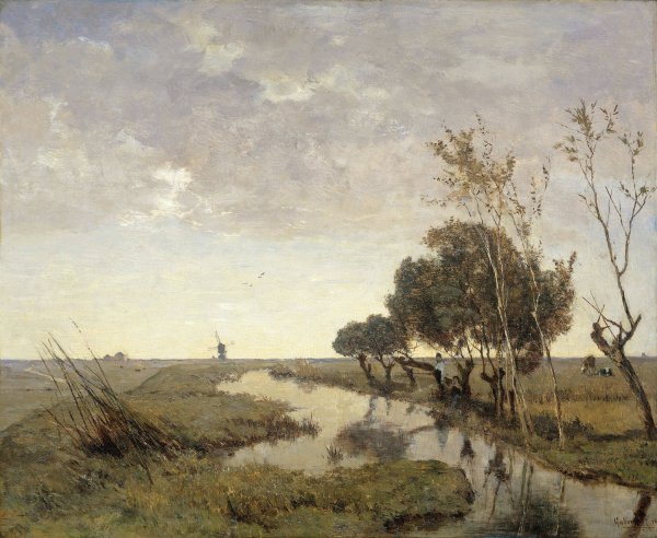 Main Product Photo of A Watercourse near Abcoude  Painting by Paul Joseph Constantin Gabriel
