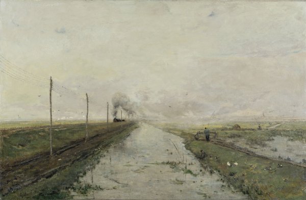 Main Product Photo of Landscape with a train  Painting by Paul Joseph Constantin Gabriel