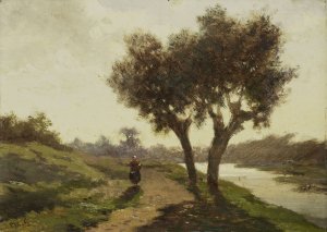 Landscape with two Trees by Paul Joseph Constantin Gabriel Oil Painting