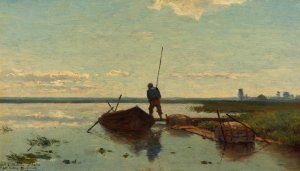 Polder landscape by Paul Joseph Constantin Gabriel Oil Painting