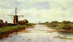 A Windmill Near Abcoude by Paul Joseph Constantine Gabriel Oil Painting