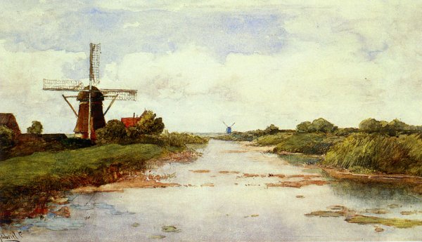 Main Product Photo of A Windmill Near Abcoude Painting by Paul Joseph Constantine Gabriel