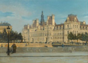 L'hotel de Ville de Paris by Paul-Joseph-Victor Dargaud Oil Painting