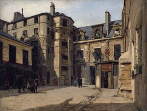 L'hotel du Prevot, Passage Charlemagne Oil painting by Paul-Joseph-Victor Dargaud