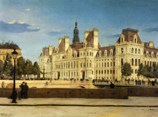 The Hotel de Ville, Paris by Paul Joseph Victor Dargaud - Hand-Painted Oil Painting Reproduction