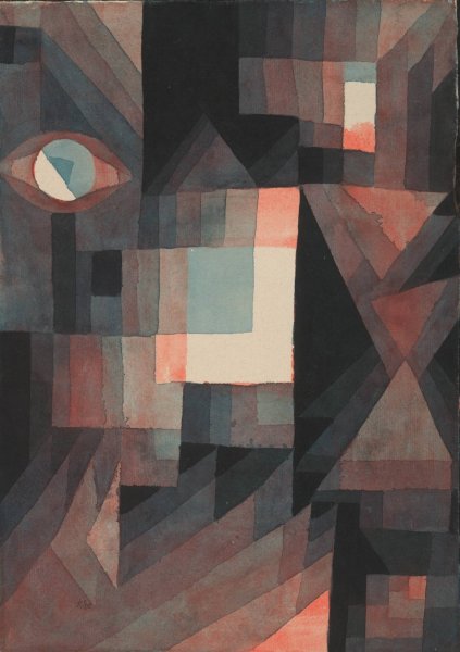 Abstract. Red and Green Gradation (with some cinnibar in vertical format)  by Paul Klee - Hand-Painted Oil Painting Reproduction