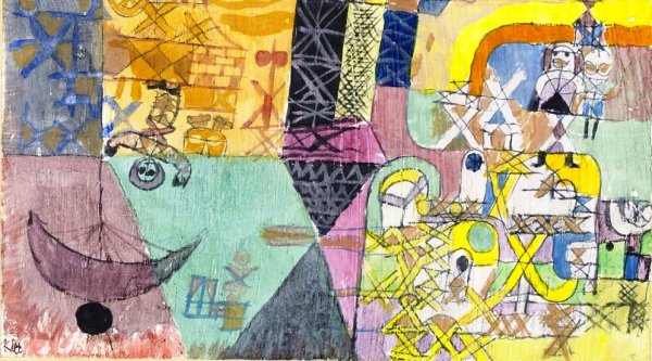 Asian Entertainers by Paul Klee - Hand-Painted Oil Painting Reproduction
