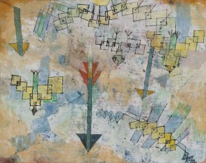 Birds Swooping Down and Arrows by Paul Klee Oil Painting
