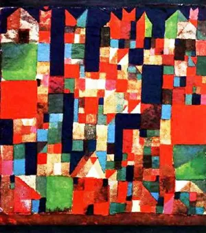 City Picture with Red and Green Accents by Paul Klee - Oil Painting Reproduction