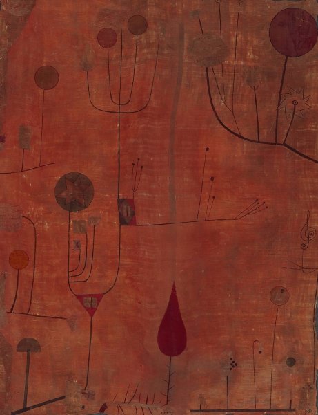 Fruits on Red  by Paul Klee - Hand-Painted Oil Painting Reproduction