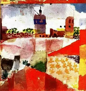 Hammamet with Mosque by Paul Klee - Oil Painting Reproduction