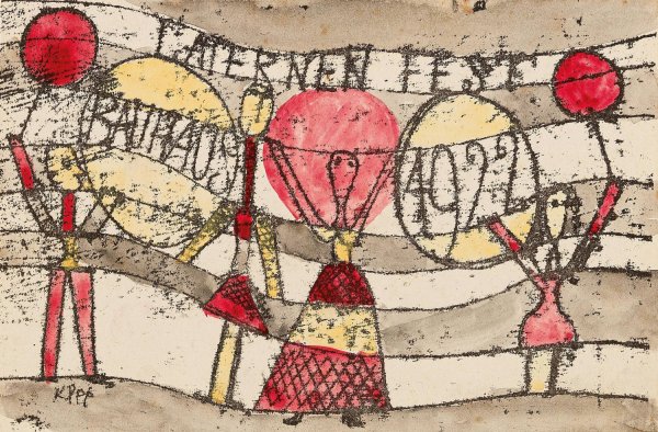 Laternenfest Bauhaus  by Paul Klee - Hand-Painted Oil Painting Reproduction