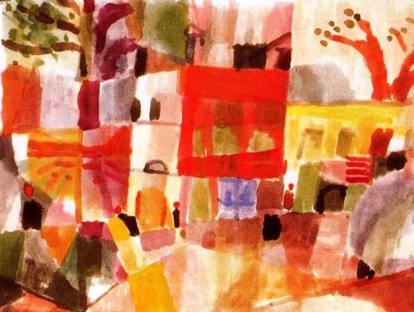 Red and Yellow Houses in Tunis by Paul Klee - Hand-Painted Oil Painting Reproduction