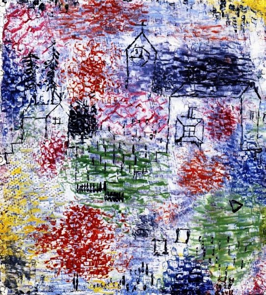Small Landscape with Village Church by Paul Klee - Hand-Painted Oil Painting Reproduction