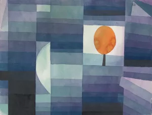 The Harbinger of Autumn (green and violet gradation with orange accent) by Paul Klee Oil Painting
