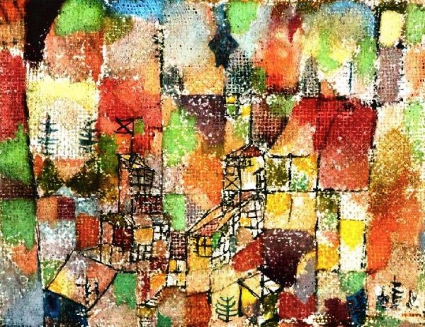 Two Country Houses by Paul Klee - Hand-Painted Oil Painting Reproduction