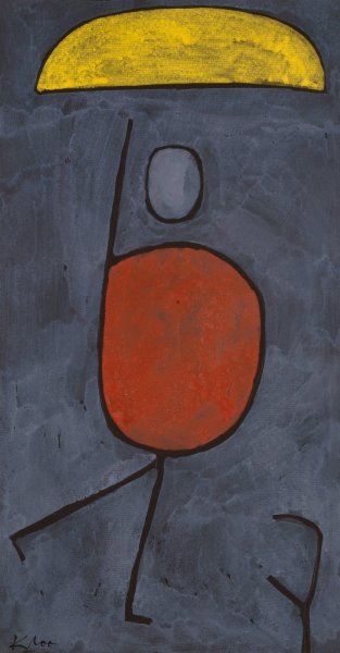 With an Umbrella  by Paul Klee - Hand-Painted Oil Painting Reproduction