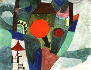With the Setting Sun by Paul Klee - Oil Painting Reproduction