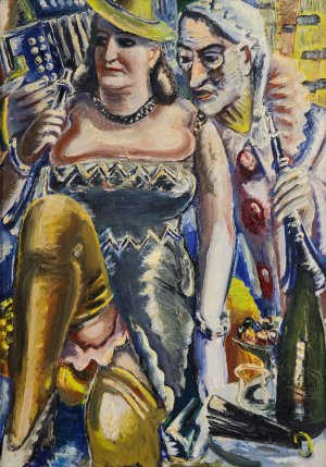 Doppelbildnis, Faschingbild by Paul Kleinschmidt Oil Painting