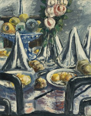 Gedeckter Tisch Mit Servietten Und Rosen by Paul Kleinschmidt Oil Painting
