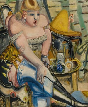 Zirkusdarstellerin, Sich Die Schuhe Bindend by Paul Kleinschmidt Oil Painting