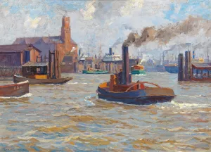 Hamburger Hafen by Paul Kutscha Oil Painting