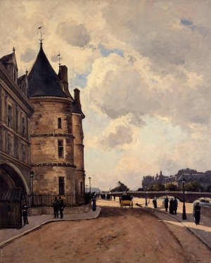 Le quai de l'Horloge by Paul Lecomte Oil Painting