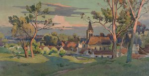 Village avec une eglise by Paul Leon Felix Schmitt Oil Painting