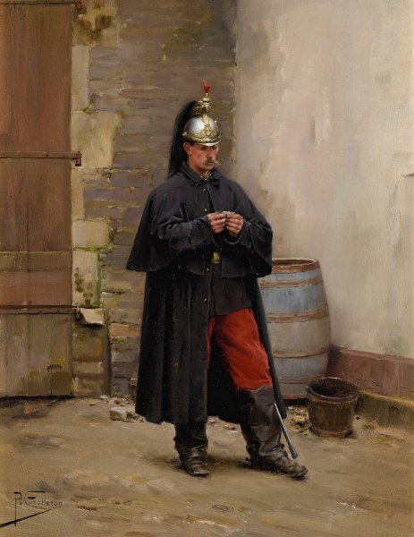 A Guard's Rest by Paul Louis Narcisse Grolleron - Hand-Painted Oil Painting Reproduction