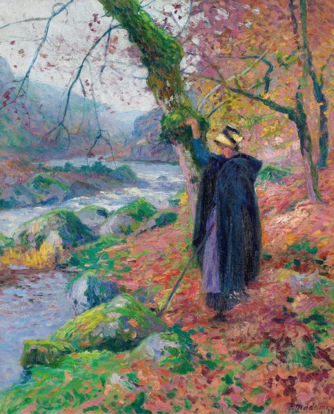Paysanne Au Bord De La Riviere by Paul Madeline - Hand-Painted Oil Painting Reproduction