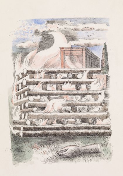 Main Product Photo of Design for Urne Buriall - Funeral Pyre  Painting by Paul Nash