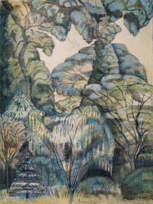Trees in Bird Garden, Iver Heath by Paul Nash Oil Painting
