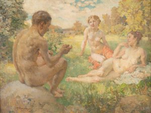 An afternoon by the lake by Paul Paede Oil Painting