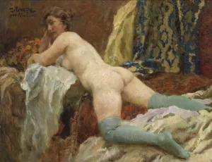 Weiblicher Akt mit Strumpfen by Paul Paede Oil Painting