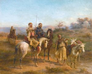 Cavaliers Dans Le Desert by Paul Philippoteaux Oil Painting