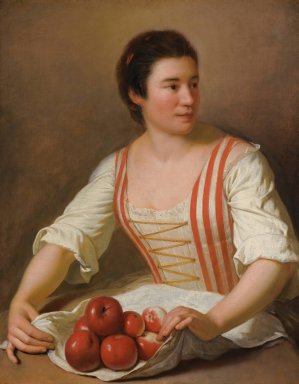 A Woman With A Basket Of Fruit by Paul Ponce Antoine Robert Oil Painting