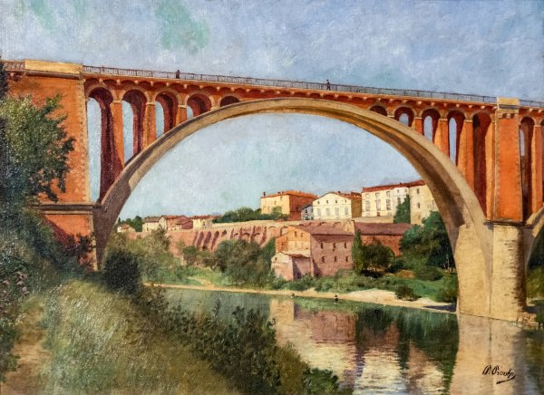The ramparts and the bridge at Rabastens by Paul Prouho - Hand-Painted Oil Painting Reproduction