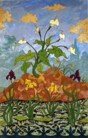 Four Decorative Panels: Arums and Purple and Yellow Irises