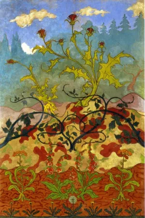 Four Decorative Panels: Thistle and Digitales by Paul Ranson - Oil Painting Reproduction