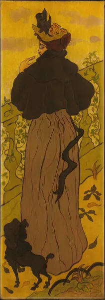 Woman Standing Beside a Balustrade with a Poodle by Paul Ranson Oil Painting