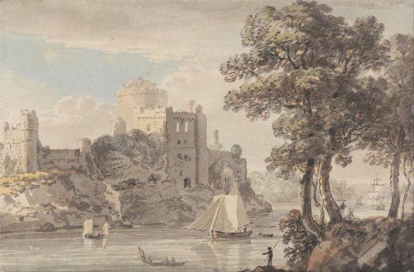 A Castle on a River by Paul Sandby - Hand-Painted Oil Painting Reproduction