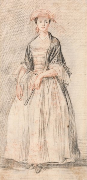A Lady with a Fan  by Paul Sandby - Hand-Painted Oil Painting Reproduction
